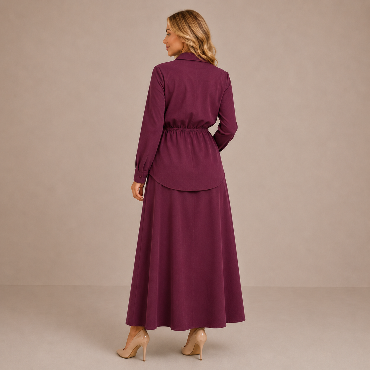 CORNELIA | Conjunto de Camisa con Cinturón y Falda Larga