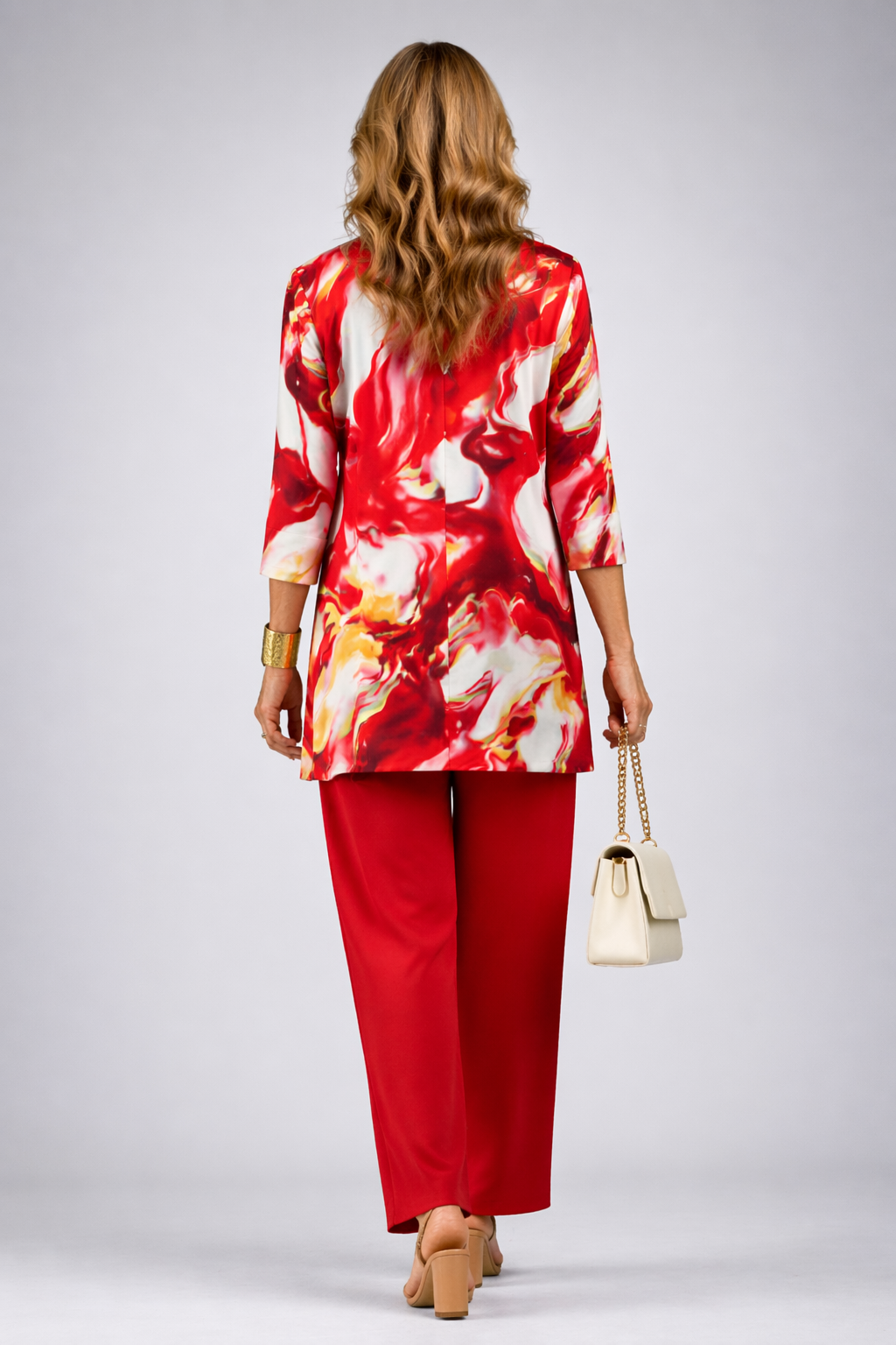 GRISELDA | Conjunto de Tres Piezas Rojo con Cárdigan