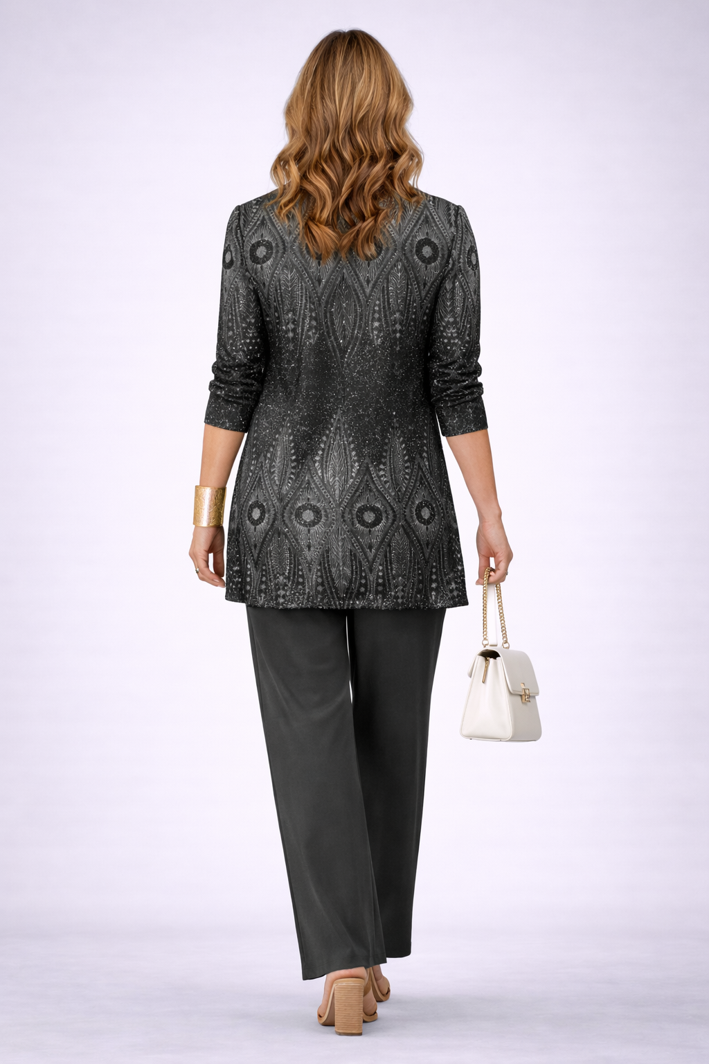 ALDARA | Conjunto Negro de Cárdigan, Top y Pantalón