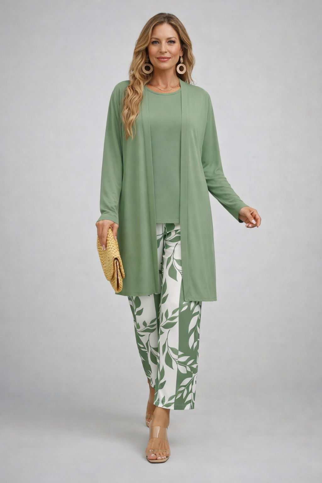 SIRA | Conjunto de Tres Piezas con Cárdigan Verde