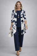 SAMANTHA | Conjunto de Tres Piezas Azul y Blanco