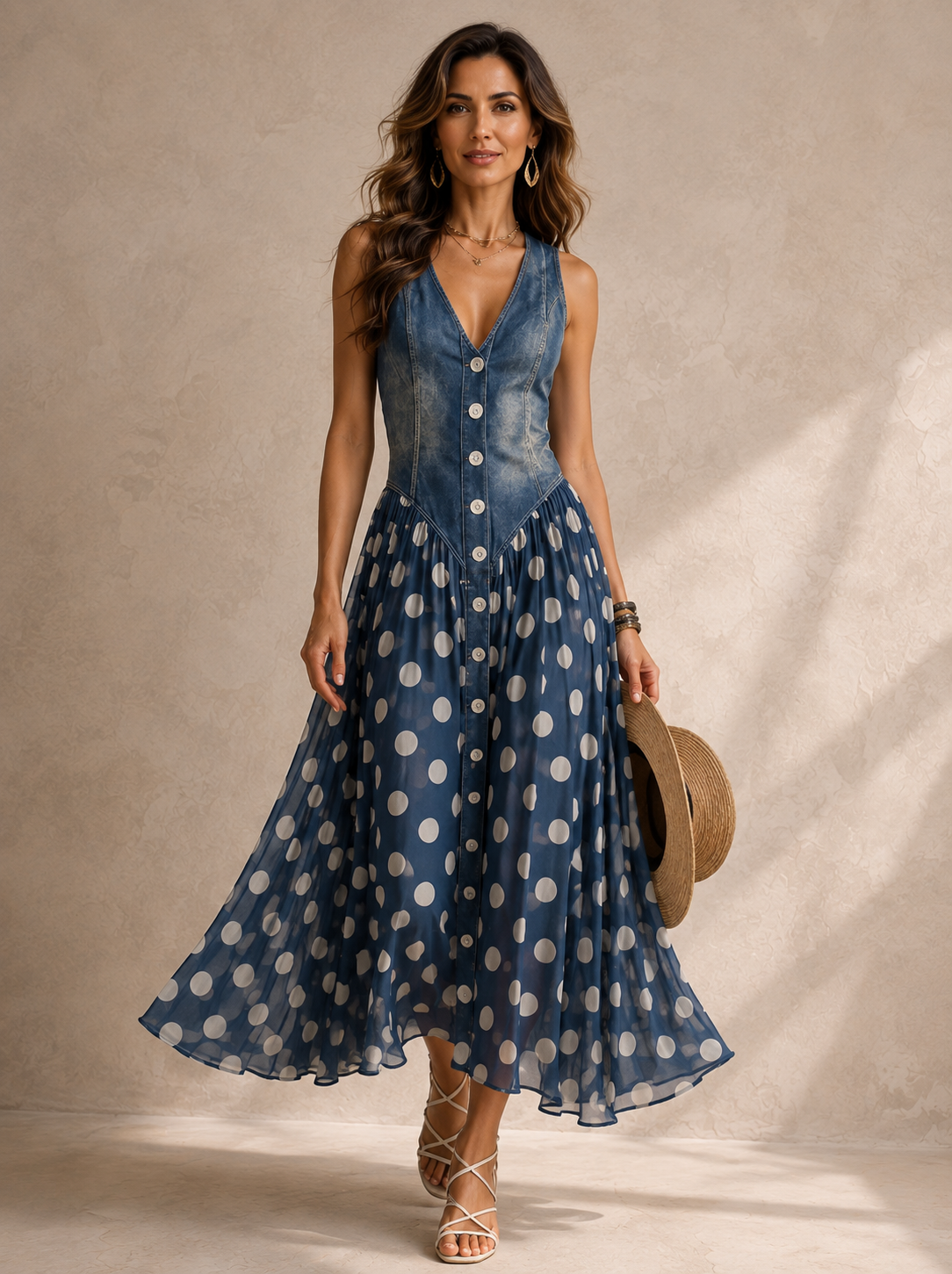 ADELINE | Vestido Largo de Lunares