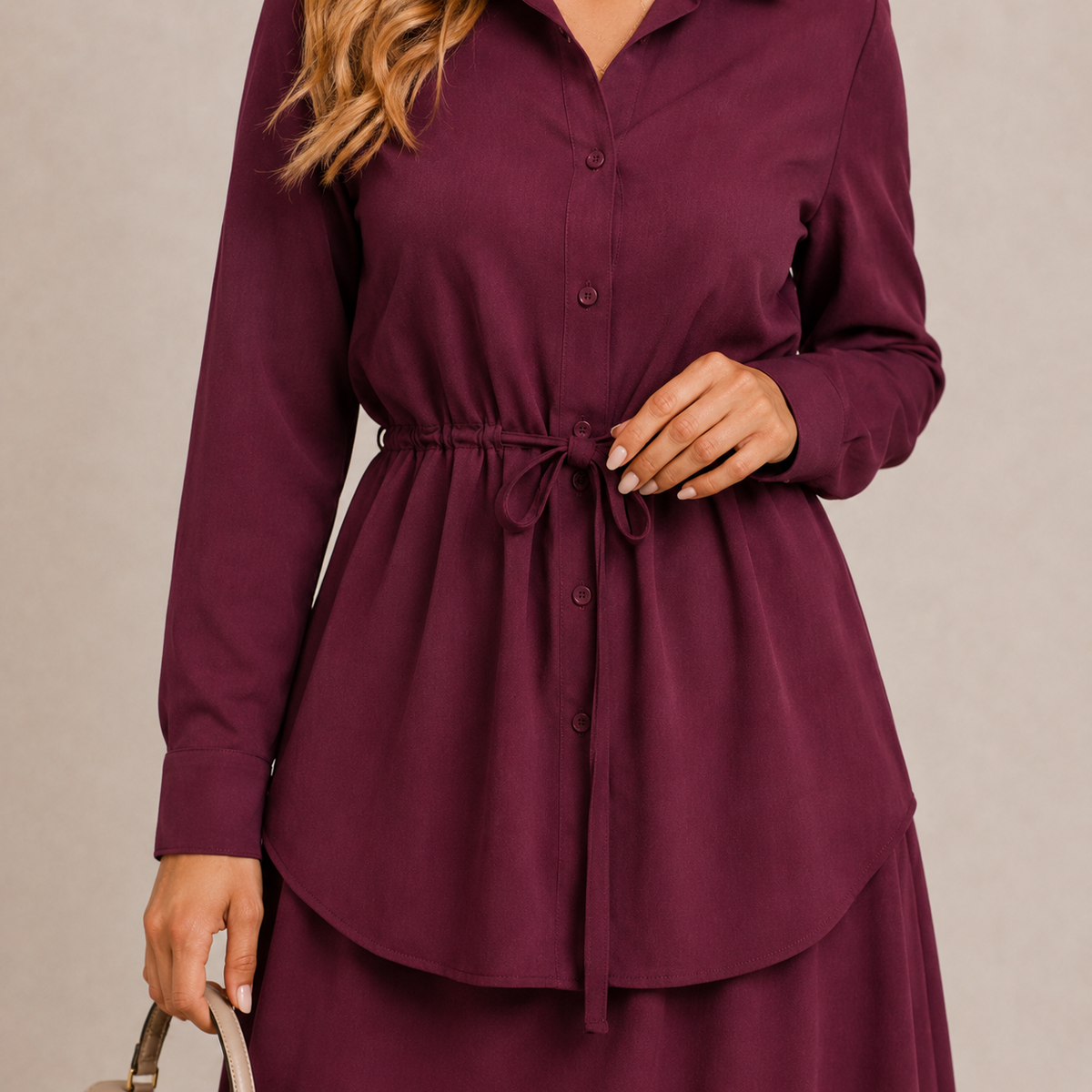 CORNELIA | Conjunto de Camisa con Cinturón y Falda Larga