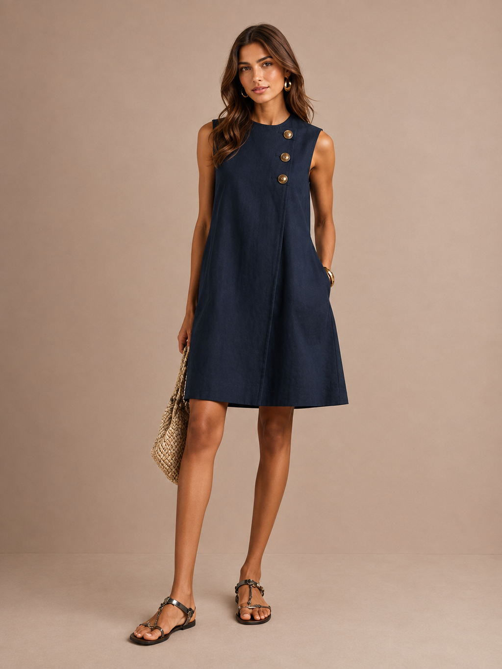ALBA | Vestido Mini con Botones Dorados