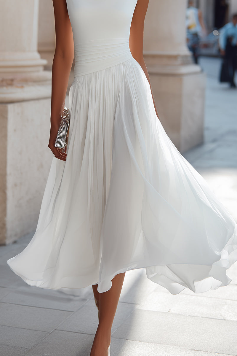 EULALIA | Vestido Midi de Ceremonia con Escote Drapeado