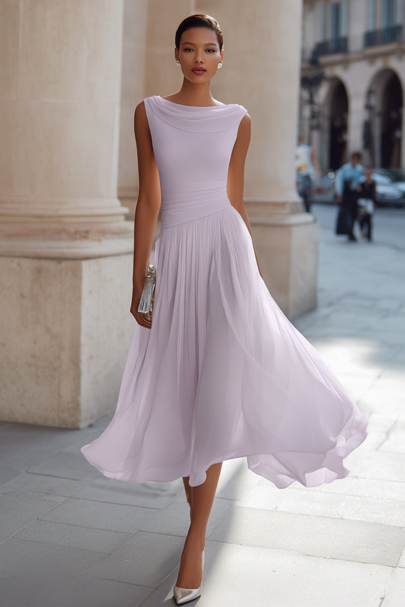 EULALIA | Vestido Midi de Ceremonia con Escote Drapeado