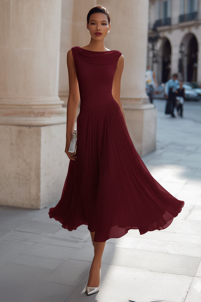 EULALIA | Vestido Midi de Ceremonia con Escote Drapeado