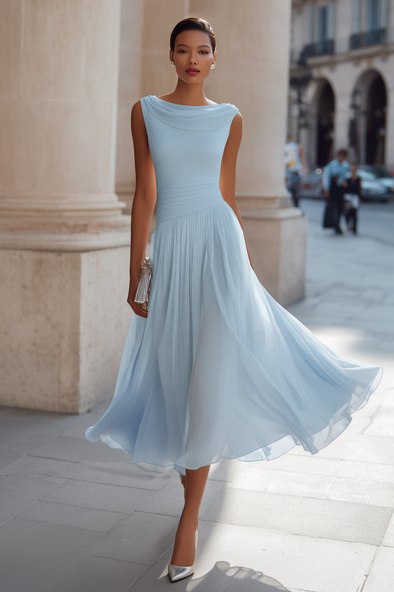EULALIA | Vestido Midi de Ceremonia con Escote Drapeado