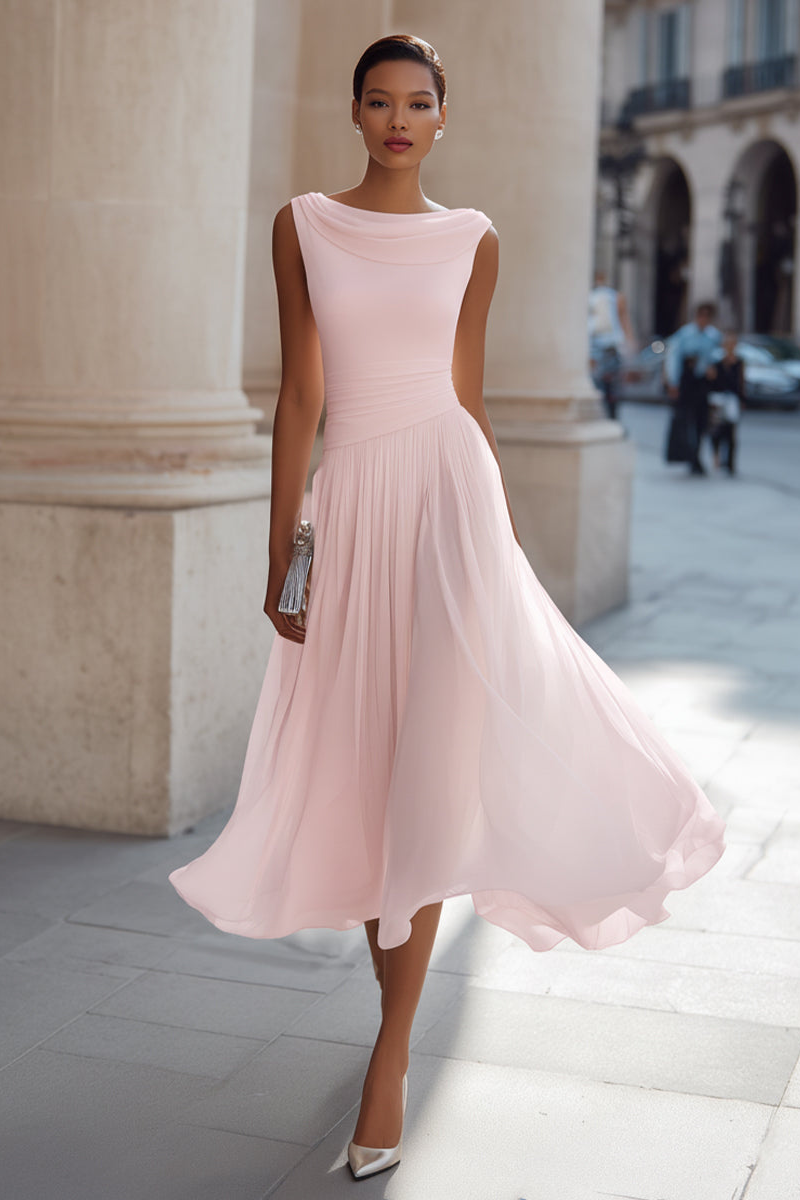 EULALIA | Vestido Midi de Ceremonia con Escote Drapeado
