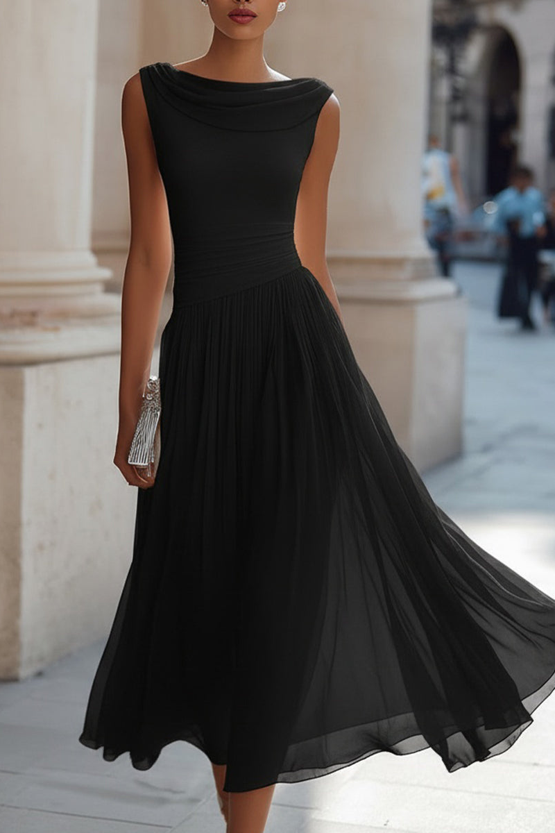 EULALIA | Vestido Midi de Ceremonia con Escote Drapeado