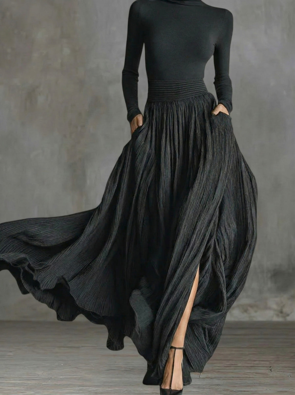RACHEL | Vestido Maxi de Cintura Alta