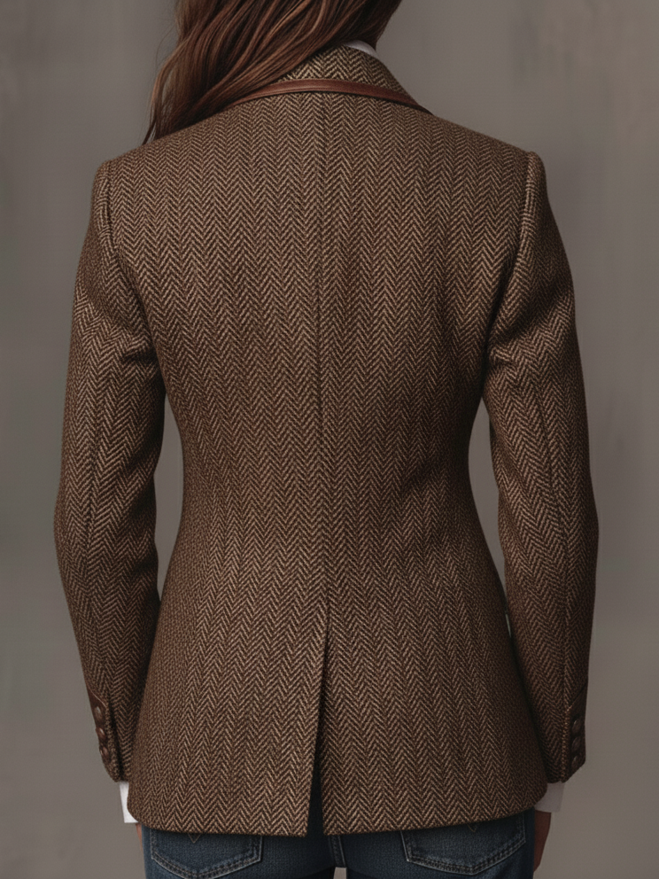 GISELA | Blazer Marrón de Paneles Chevrón
