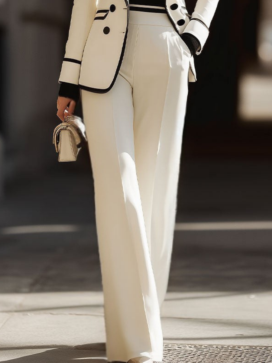 GINEVRA | Traje de Blazer con Contraste y Pantalón Ancho