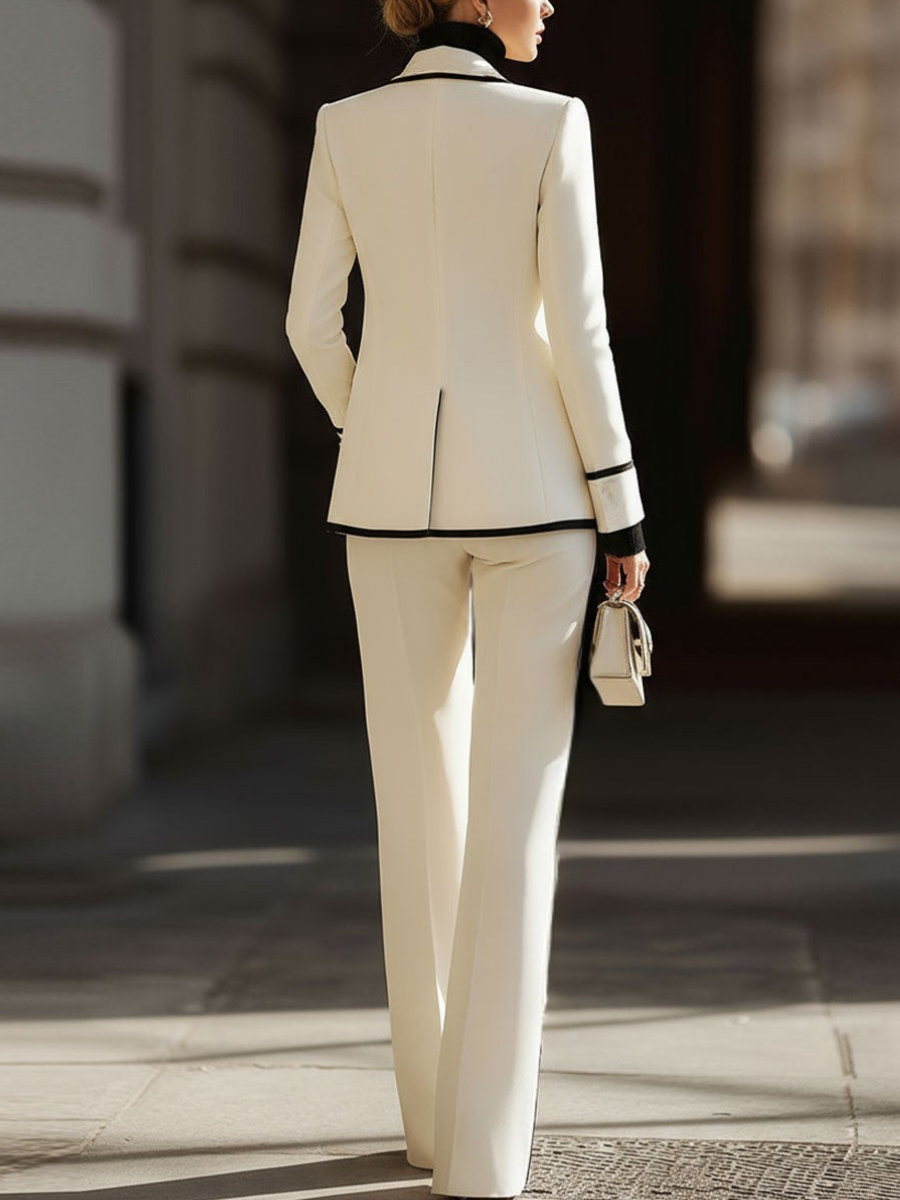 GINEVRA | Traje de Blazer con Contraste y Pantalón Ancho