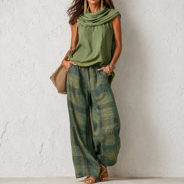 OTTILIE | Conjunto Boho de Blusa y Pantalón Ancho