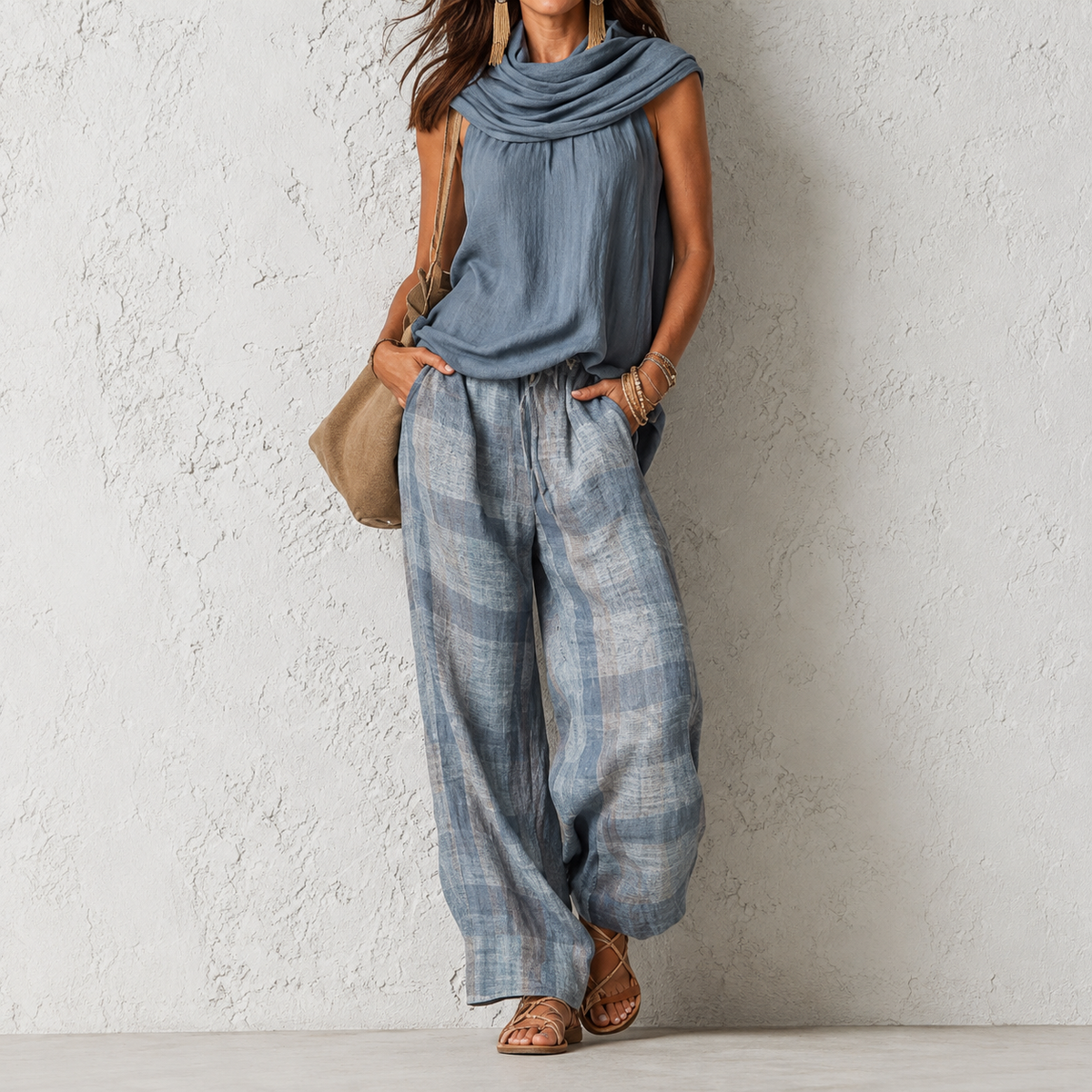 OTTILIE | Conjunto Boho de Blusa y Pantalón Ancho