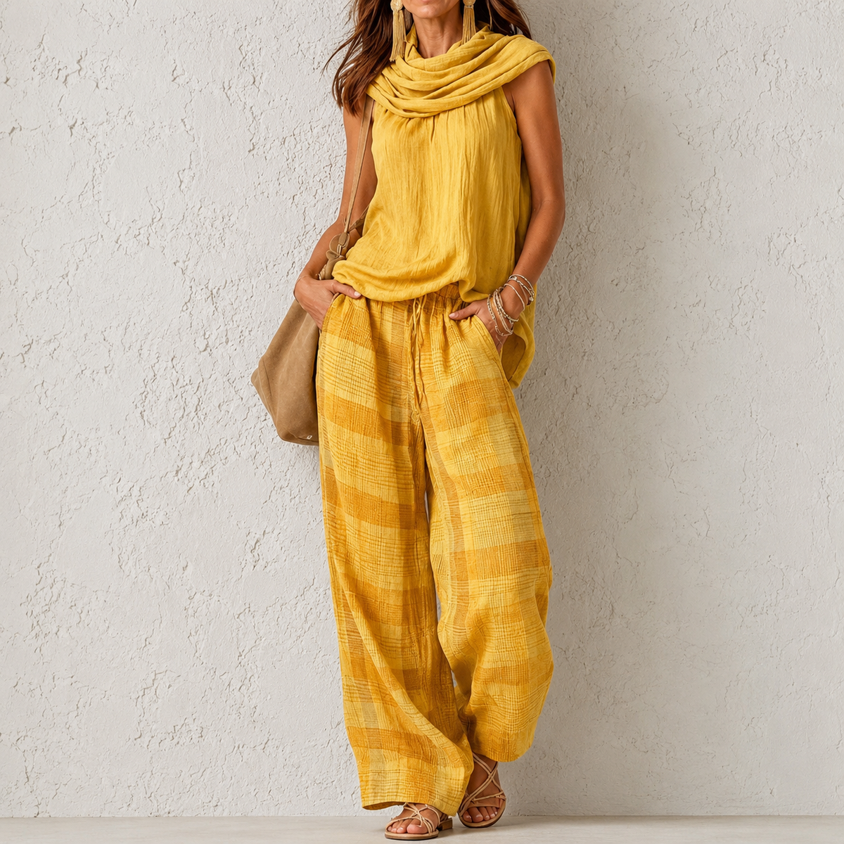 OTTILIE | Conjunto Boho de Blusa y Pantalón Ancho