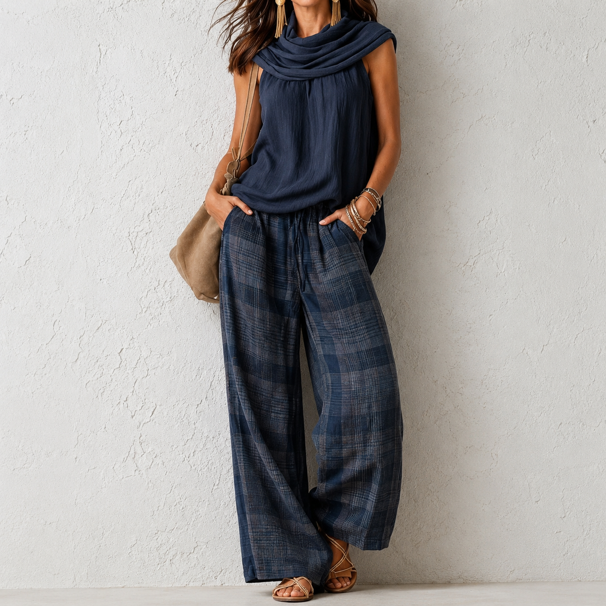 OTTILIE | Conjunto Boho de Blusa y Pantalón Ancho