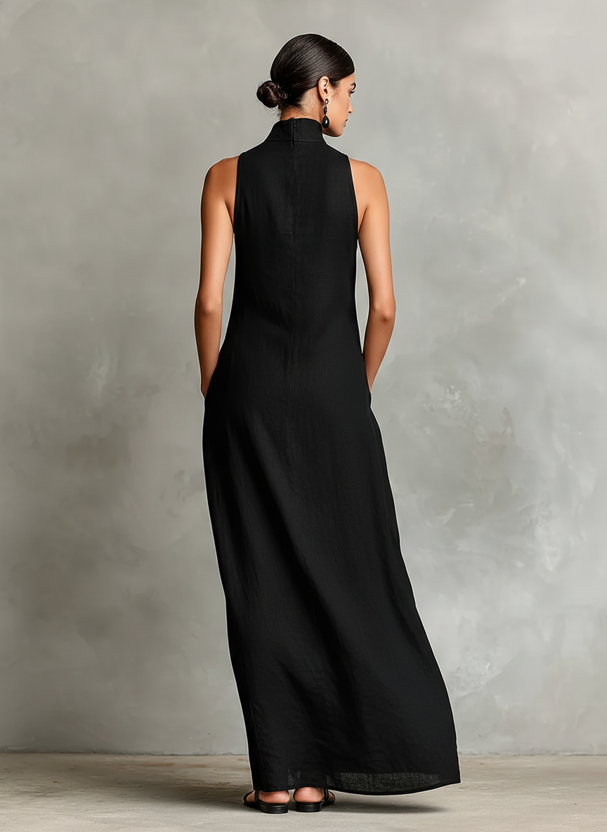 MARTA | Vestido Largo Negro Minimalista