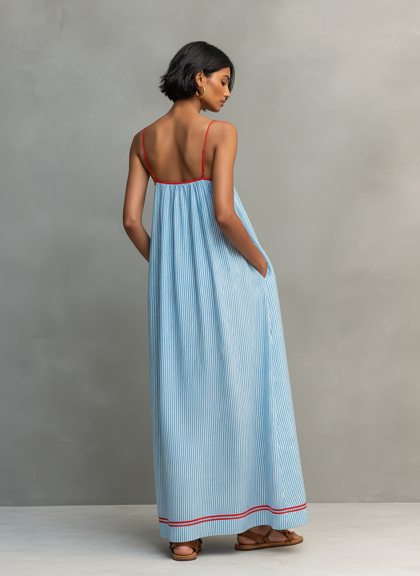 AZZURRA | Vestido Largo de Tirantes con Bolsillos