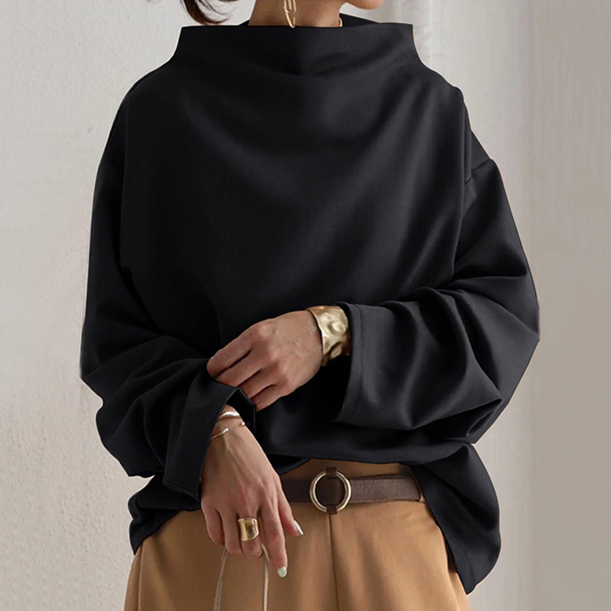 MONTSE | Top de Cuello Alto Drapeado