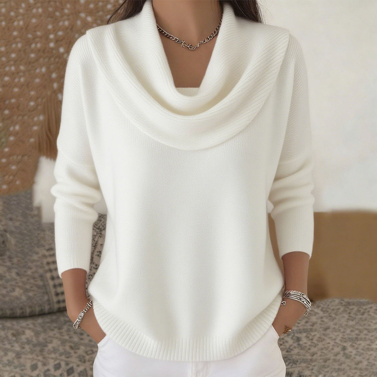 MARLENE | Jersey de Cuello Cisne Drapeado