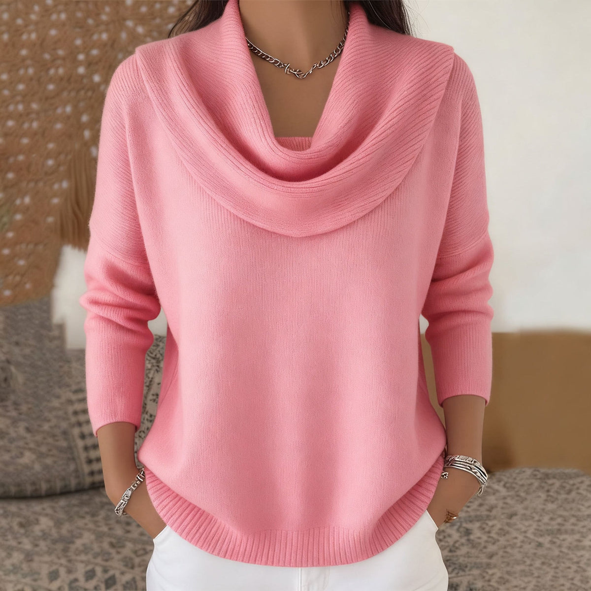 MARLENE | Jersey de Cuello Cisne Drapeado
