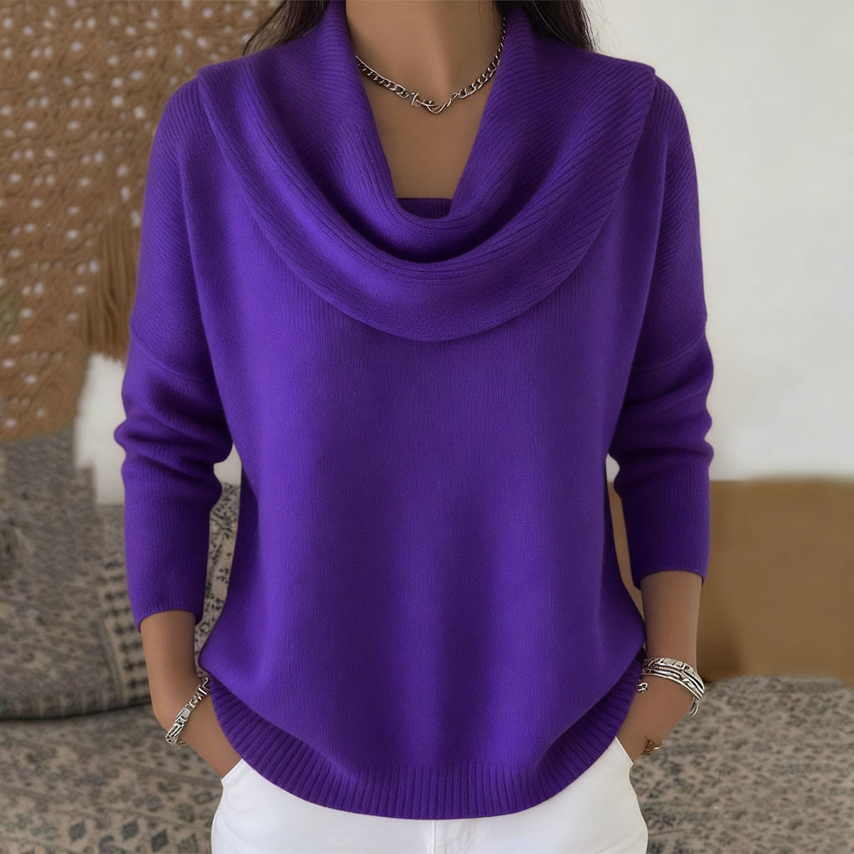 MARLENE | Jersey de Cuello Cisne Drapeado