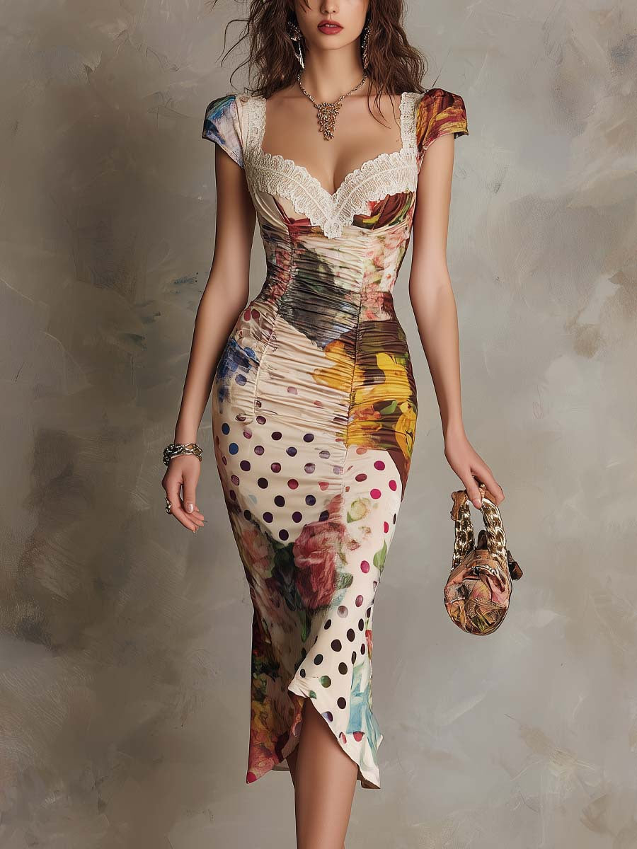 ADARA | Vestido Midi Ajustado de Encaje