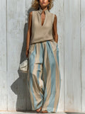 ALBERTINE | Conjunto de Top y Palazzo a Rayas