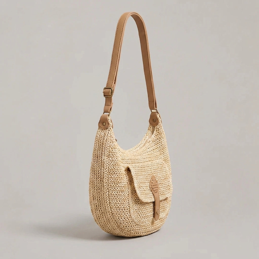 VALENTINA | Bolso de Hombro Trenzado Beige para el Día a Día