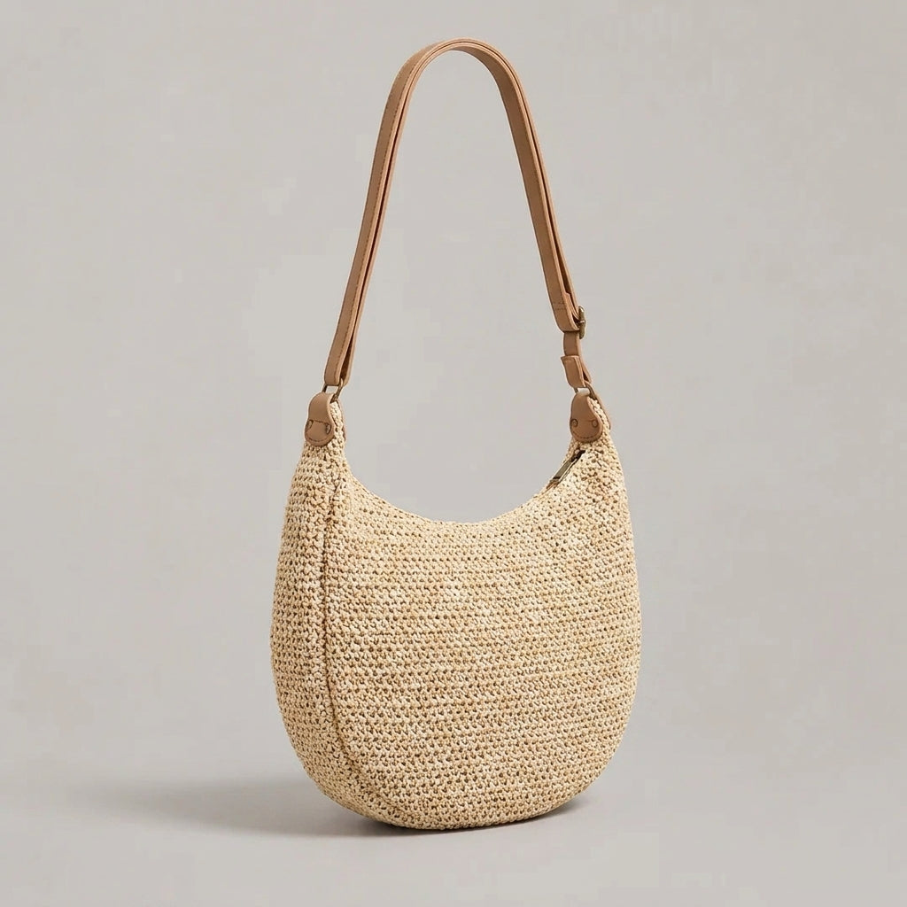 VALENTINA | Bolso de Hombro Trenzado Beige para el Día a Día