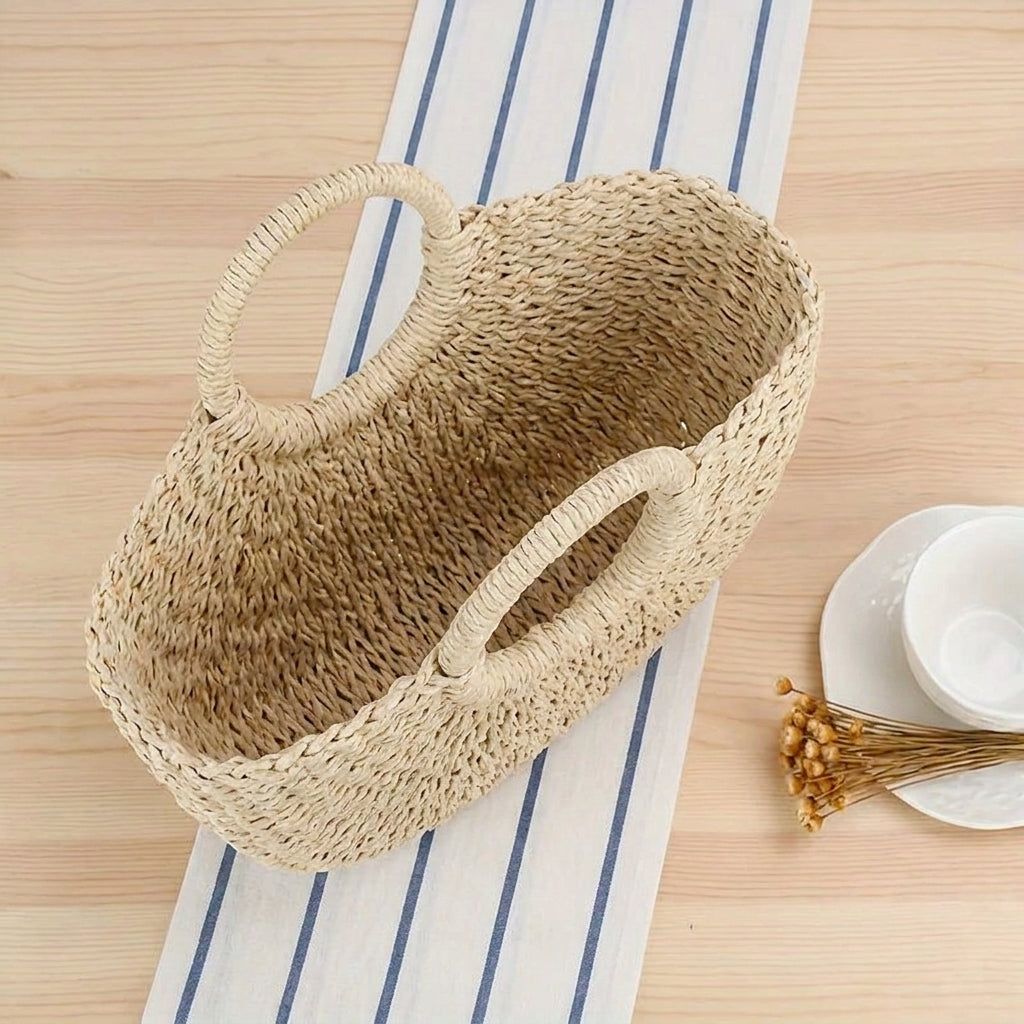 OTTAVIA | Bolso de Media Luna Trenzado - Beige Natural