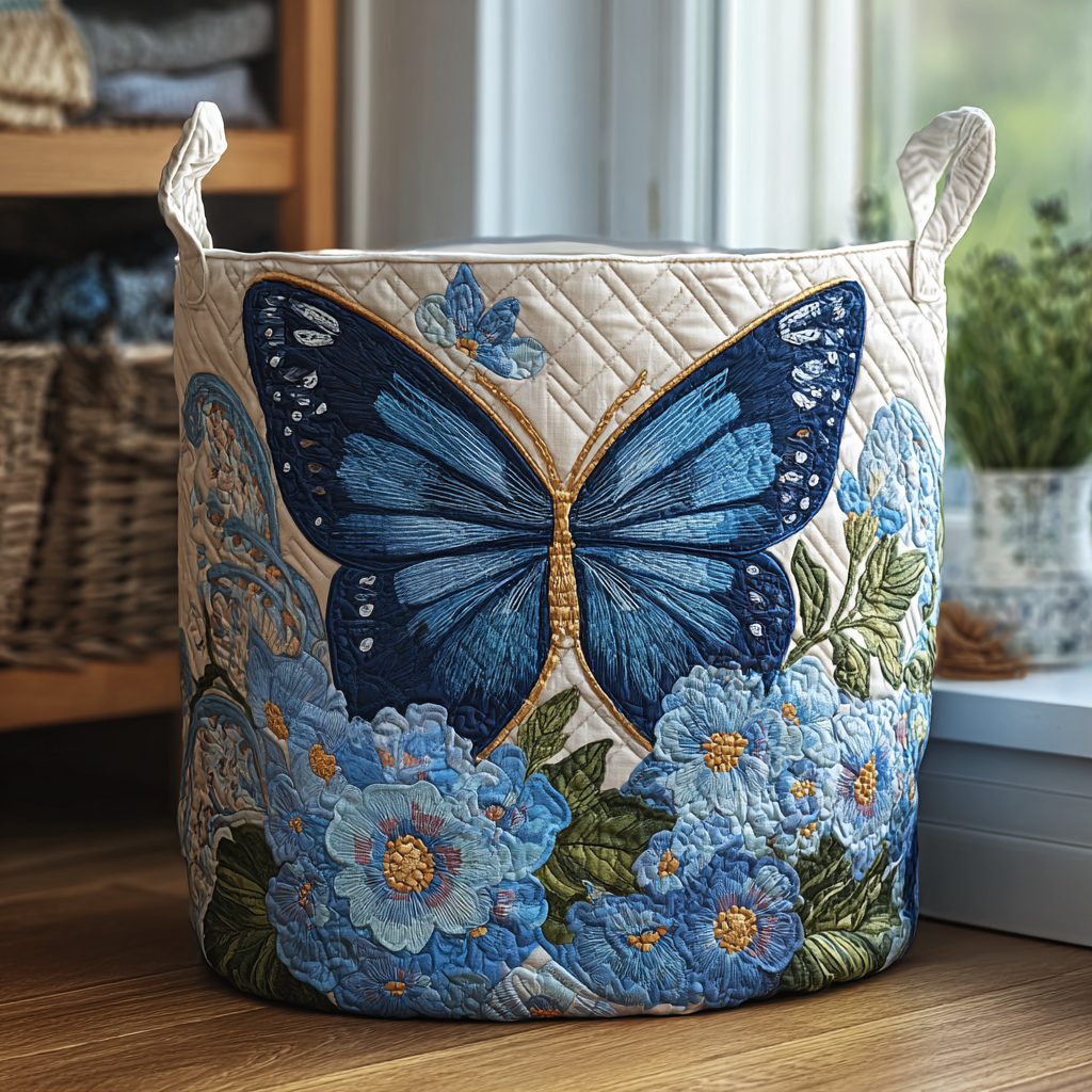 Mariposa y Flores | Cesto de Almacenaje Acolchado