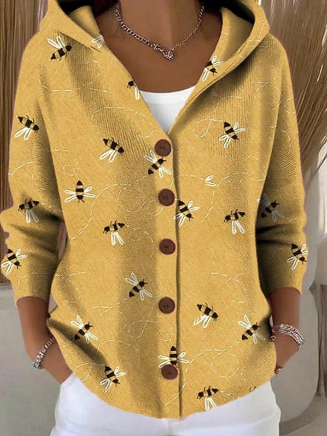 Cárdigan ORNELLA en color amarillo con abejas