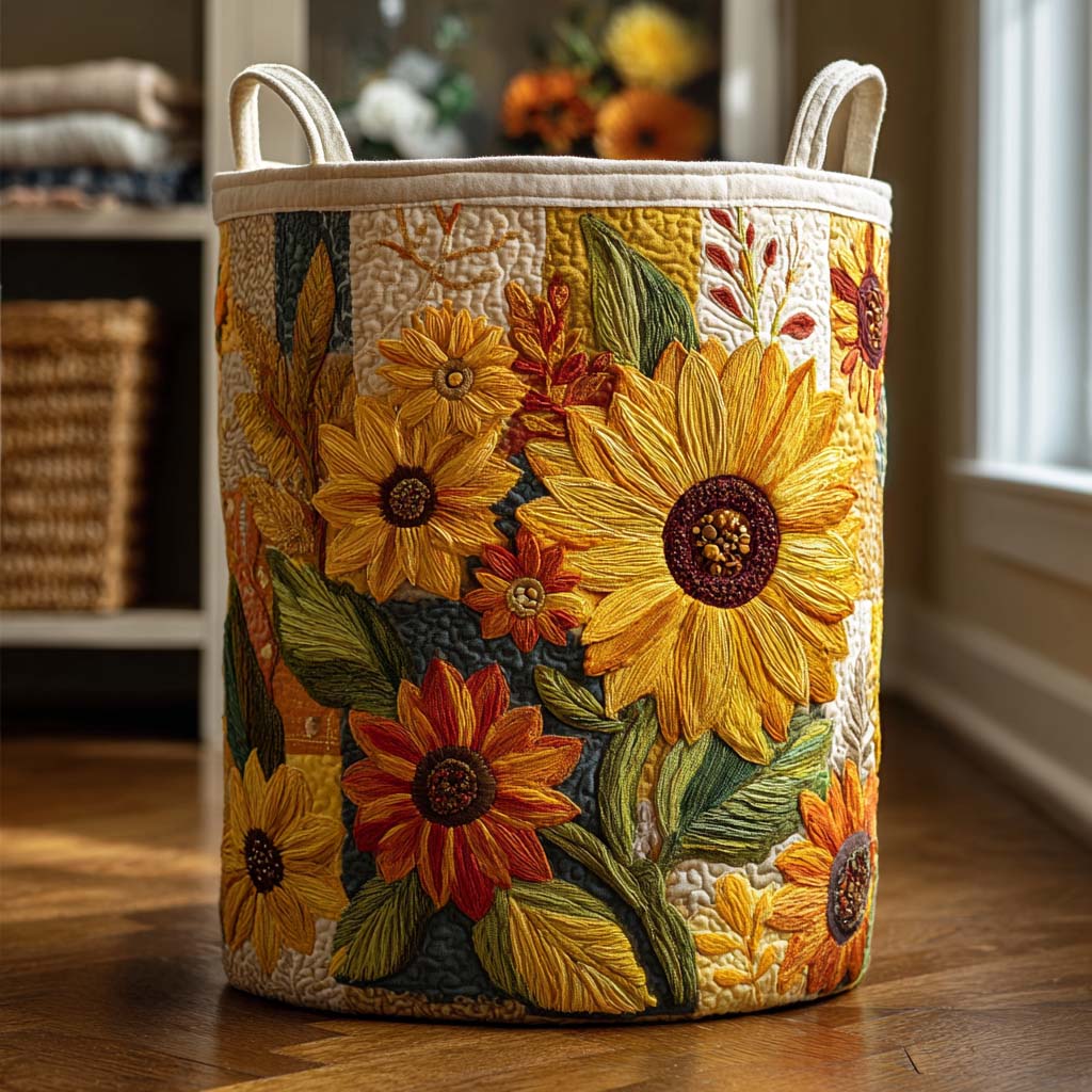 Sueño de Girasoles | Cesto de Almacenaje Acolchado