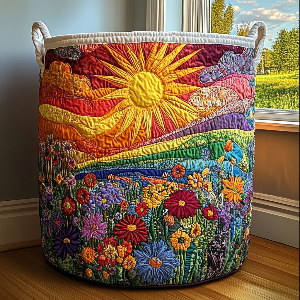 Flores y Sol | Cesto de Almacenaje Acolchado