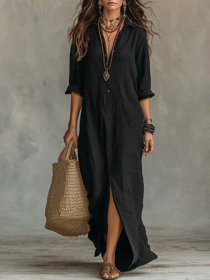 CELINA | Vestido Maxi Amplio con Botones