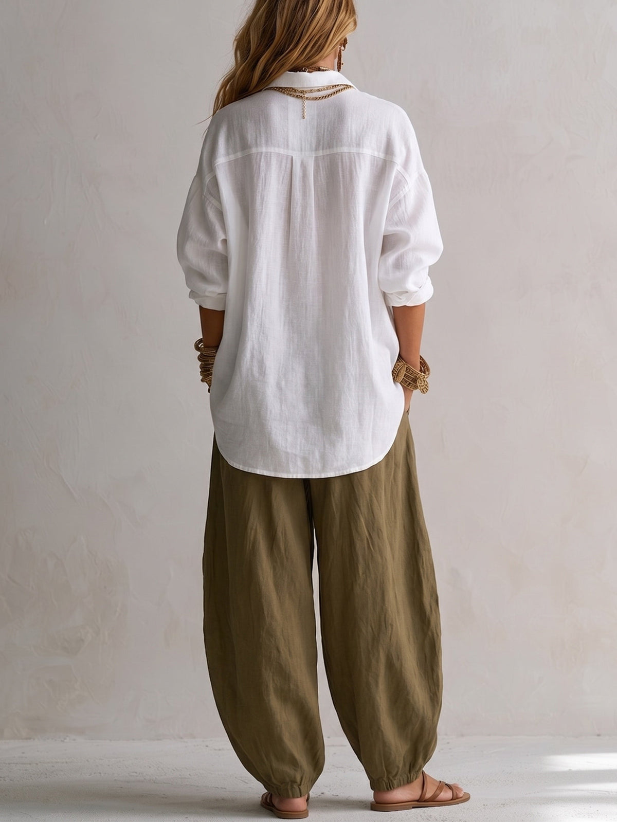 CAPUCINE | Conjunto de Camisa Amplia y Pantalón Bombacho
