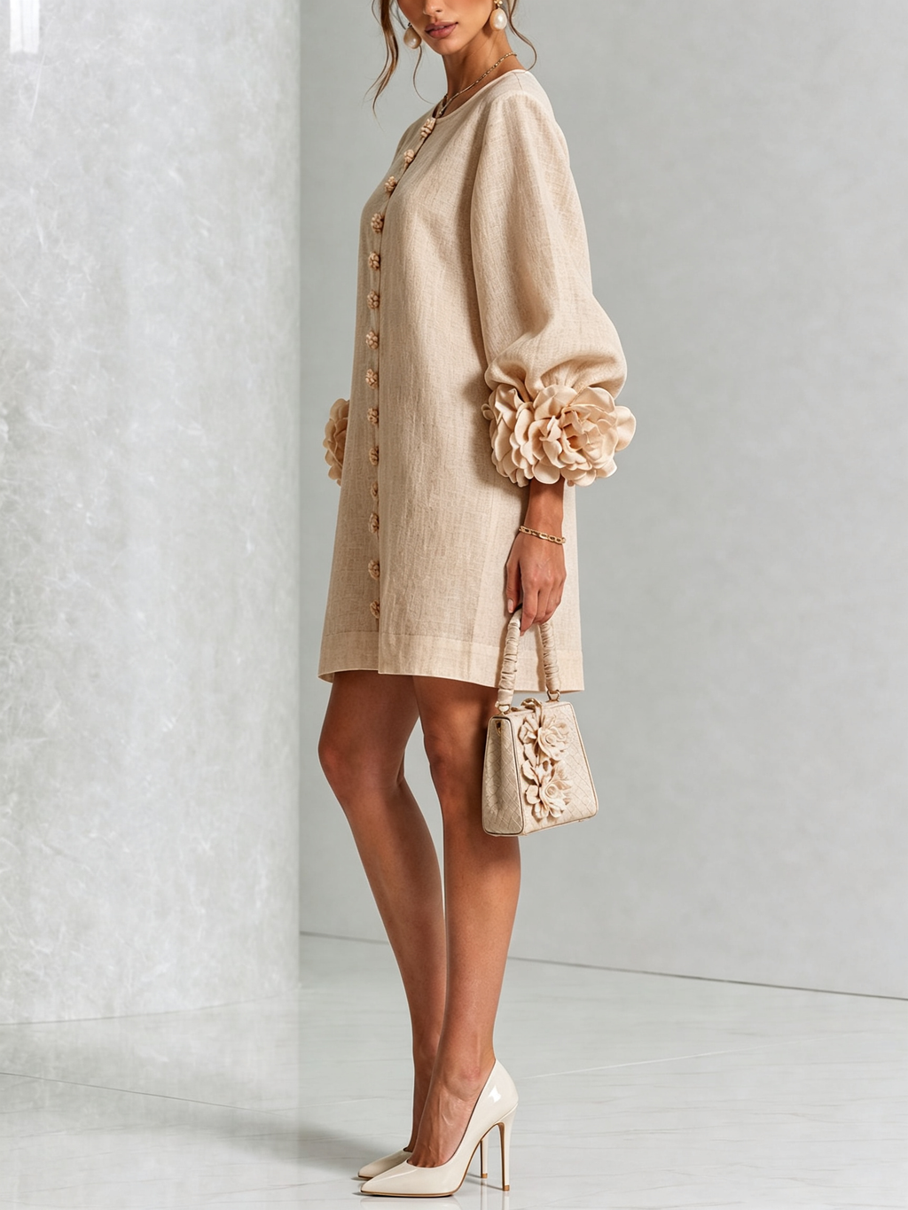 AMARA | Vestido Mini Elegante con Botones Florales