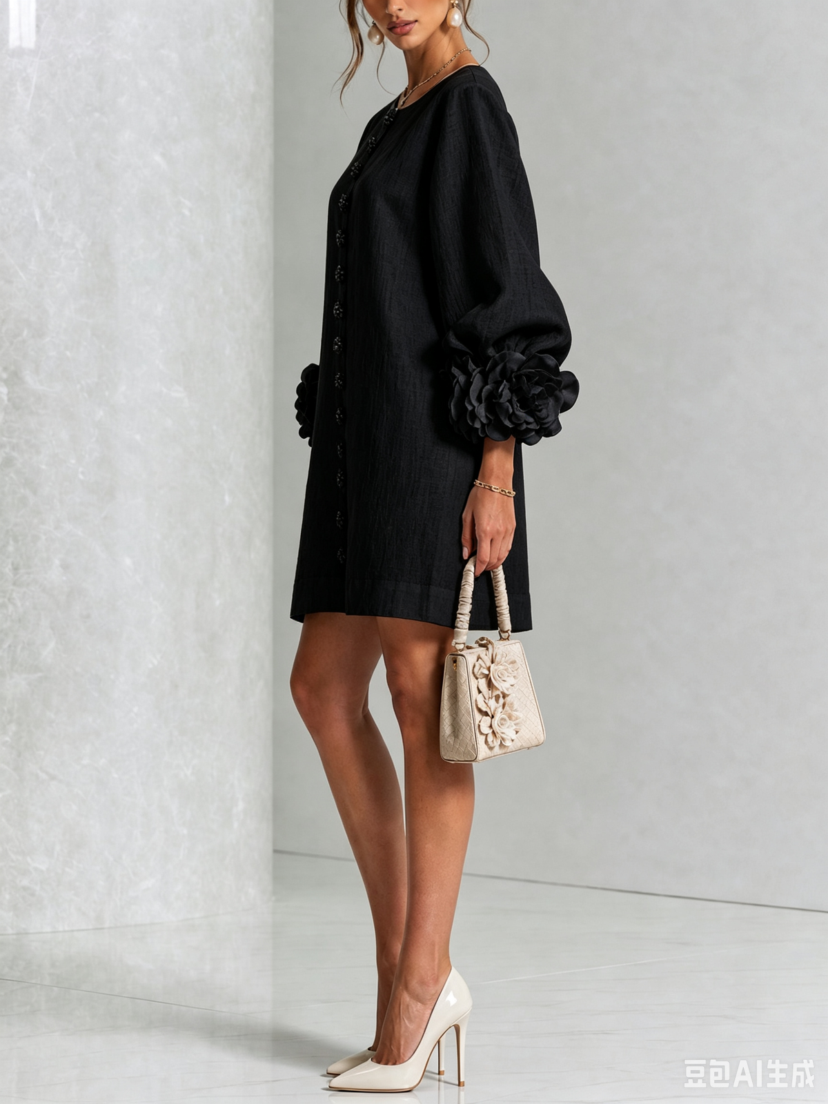 AMARA | Vestido Mini Elegante con Botones Florales