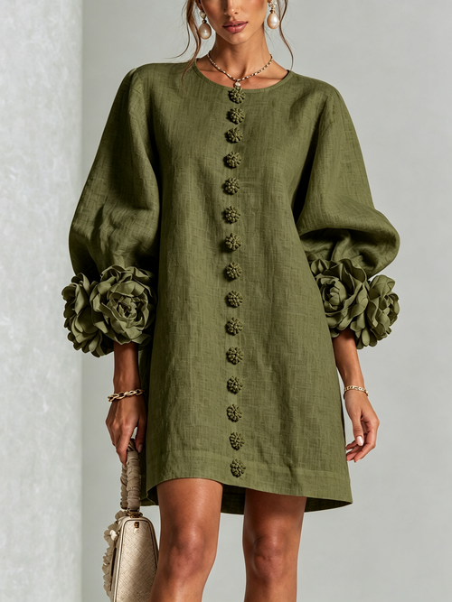 AMARA | Vestido Mini Elegante con Botones Florales