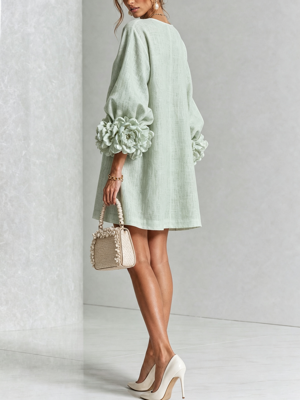 AMARA | Vestido Mini Elegante con Botones Florales