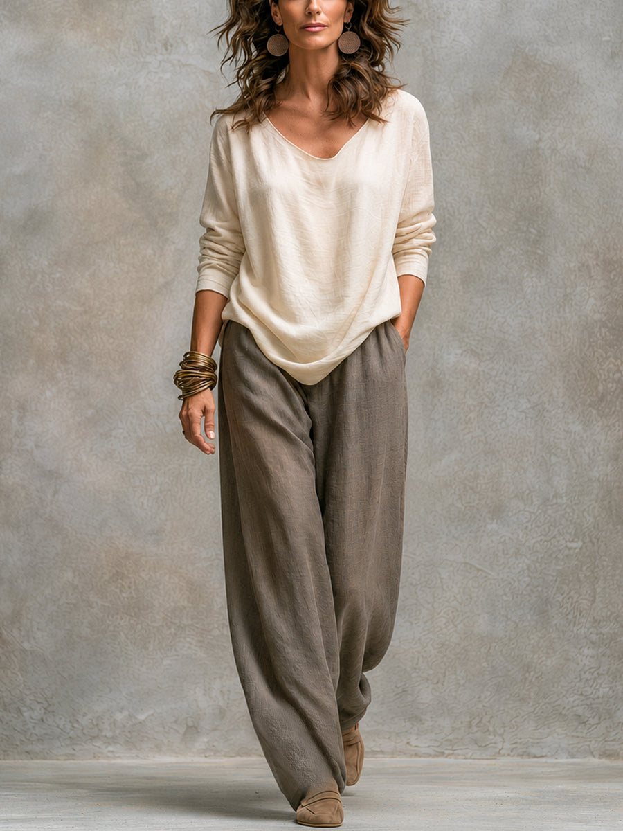 PRUDENCE | Conjunto Beige de Tres Piezas con Palazzo