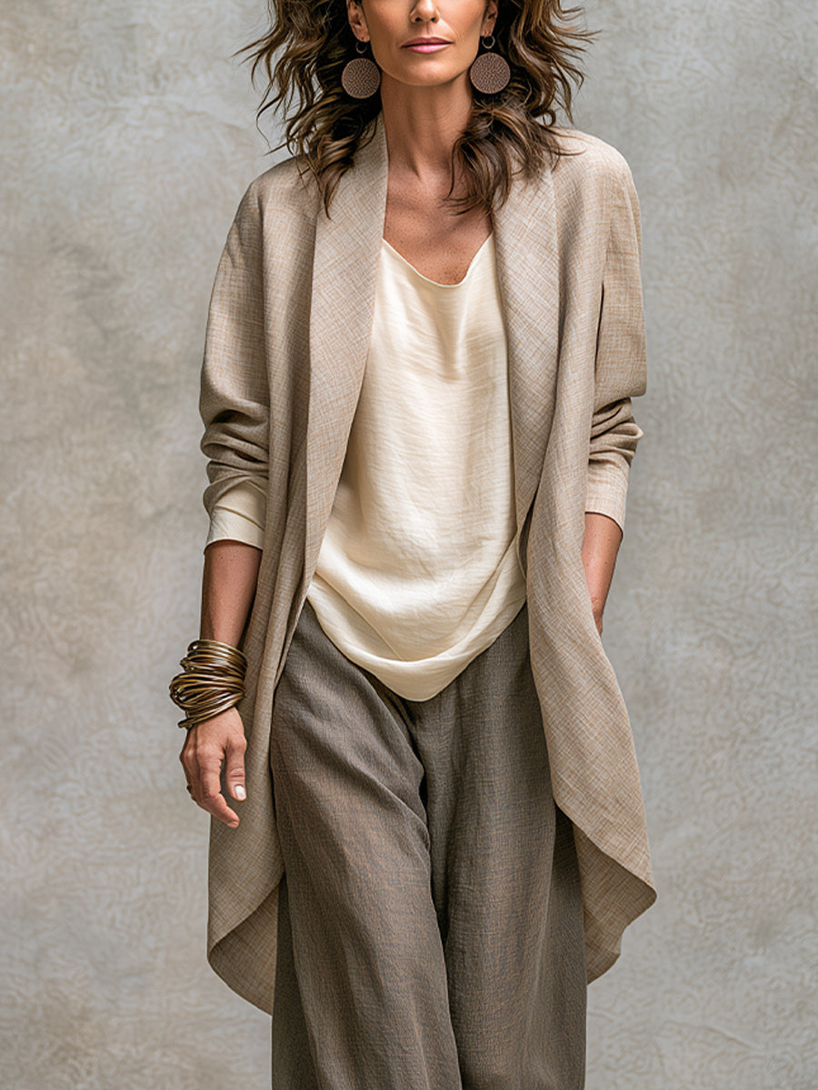 PRUDENCE | Conjunto Beige de Tres Piezas con Palazzo