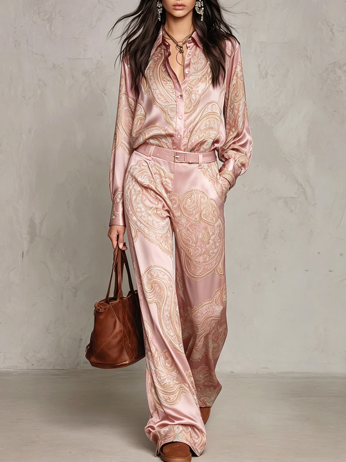 LUDOVICA | Conjunto de Camisa Paisley y Pantalón Ancho