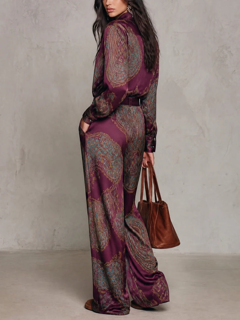 LUDOVICA | Conjunto de Camisa Paisley y Pantalón Ancho