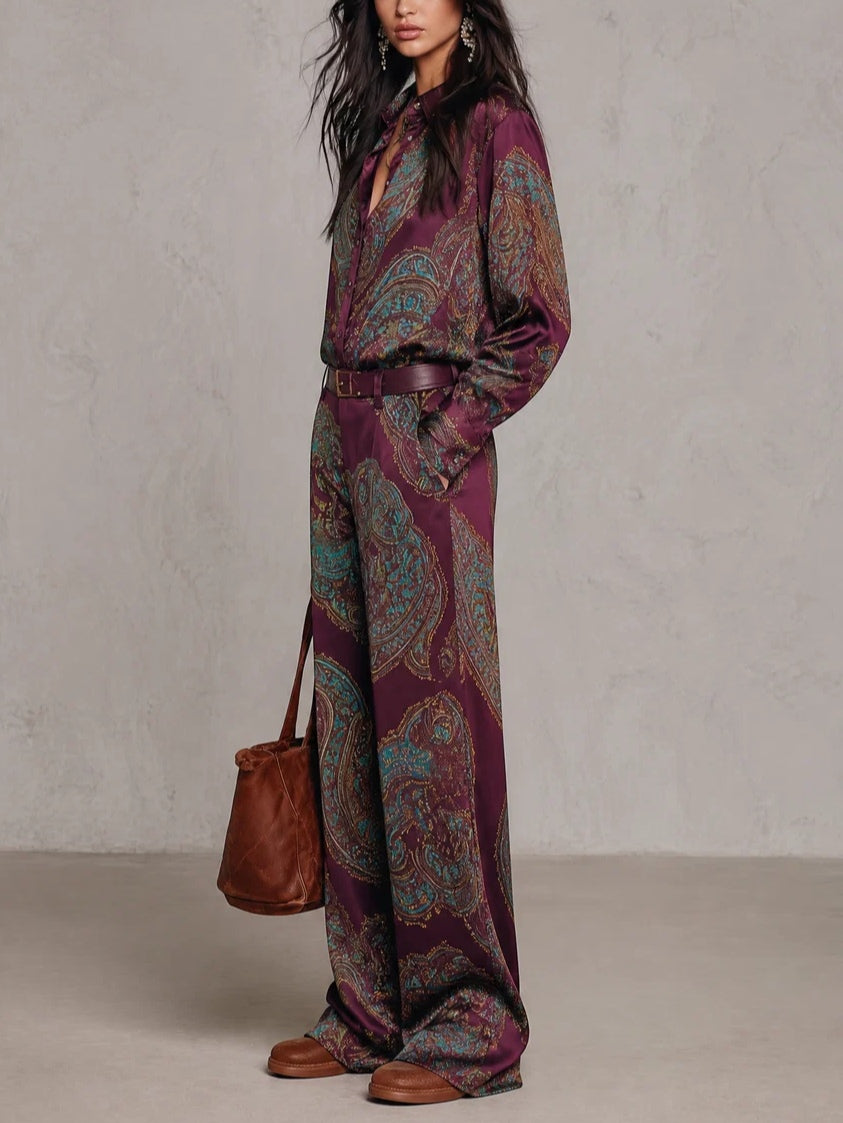 LUDOVICA | Conjunto de Camisa Paisley y Pantalón Ancho