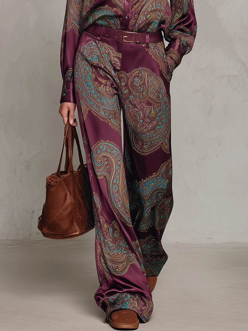 LUDOVICA | Conjunto de Camisa Paisley y Pantalón Ancho