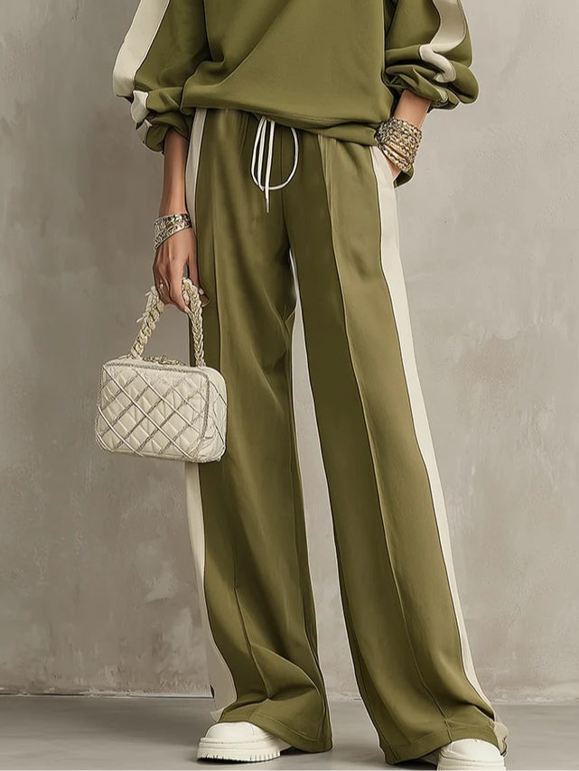 SOLANGE | Conjunto de Sudadera y Pantalón Ancho Verde Oliva